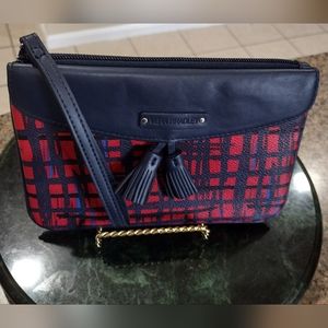 Vera Bradley Tassel Wristlet in Navy/Red Art Plaid
